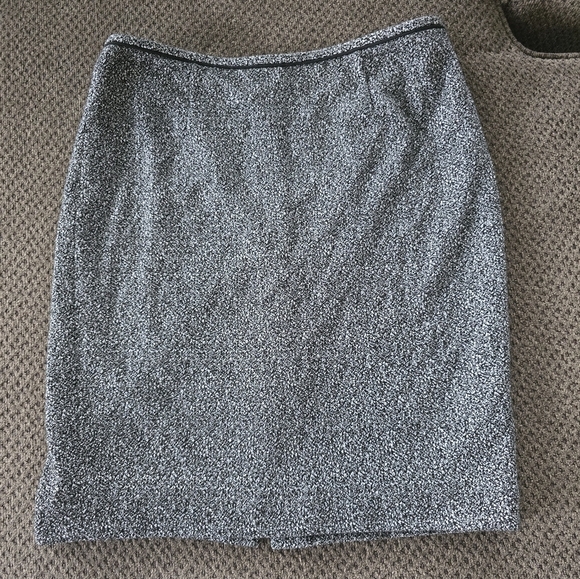 Calvin klein Skirt Tweed Womens Gray Pencil Back Slit Kneel Length Size 6P - Picture 2 of 10